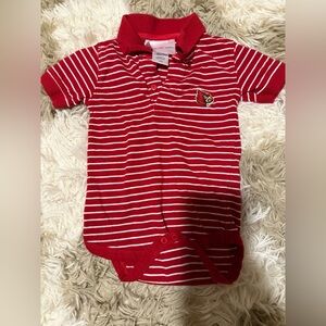 Red Striped Louisville Cardinals Baby Onesie
